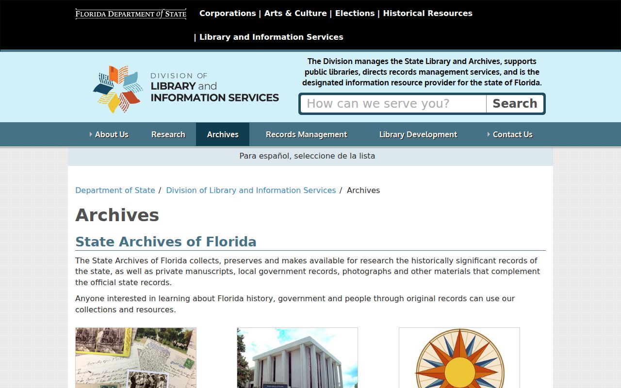Florida State Archives page for older Weston area research
