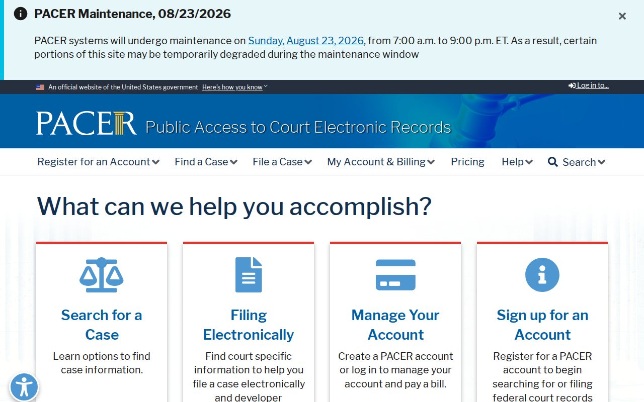 PACER federal court access for a Weston resident lookup